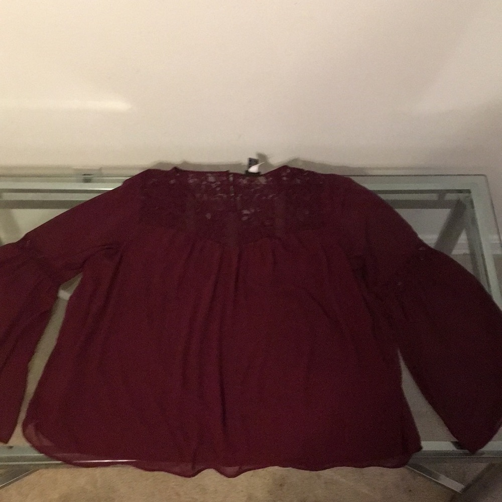 Burgundy long sleeve blouse